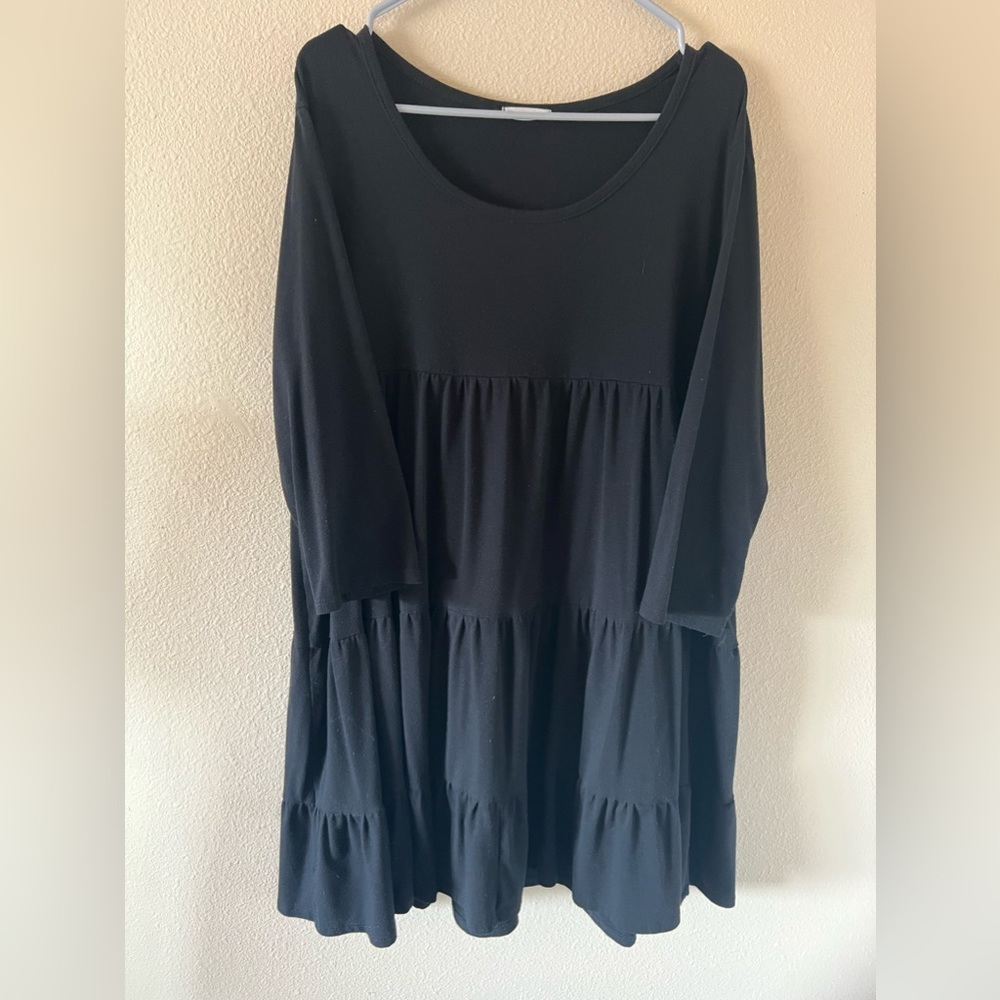 2X Chic soul black 3/4 sleeve babydoll dress knee length. Great condition